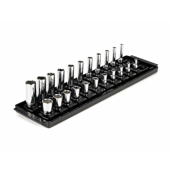 Tekton 1/4 Inch Drive 6-Point Socket Set with Rails, 22-Piece (5/32-9/16 in.) SHD90210